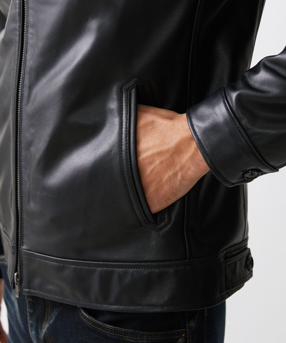 MNWDV50690 MICHEL KLEIN HOMME(ミッシェルクラン オム) ラムレザーブルゾン ブラック