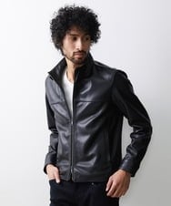 MNWJS01690 MICHEL KLEIN HOMME(ミッシェルクラン オム) シングルライダースレザーブルゾン ブラック(94)