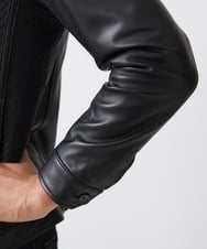 MNWVA02180 MICHEL KLEIN HOMME(ミッシェルクラン オム) クロス柄スムースレザーブルゾン ブラック