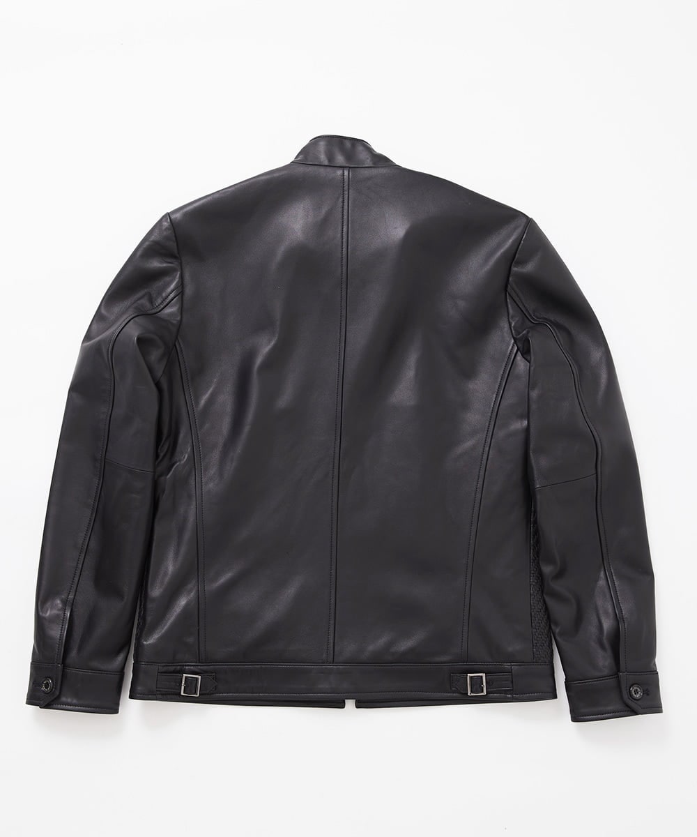 MNWVA02180 MICHEL KLEIN HOMME(ミッシェルクラン オム) クロス柄スムースレザーブルゾン ブラック