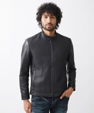 MNWVA02180 MICHEL KLEIN HOMME(ミッシェルクラン オム) クロス柄スムースレザーブルゾン ブラック