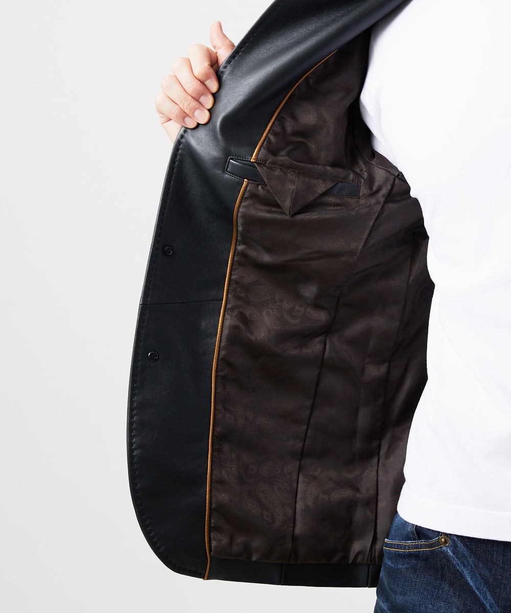 MNWVD50100 MICHEL KLEIN HOMME(ミッシェルクラン オム) ラムレザーコンバーチブルジャケット ブラック
