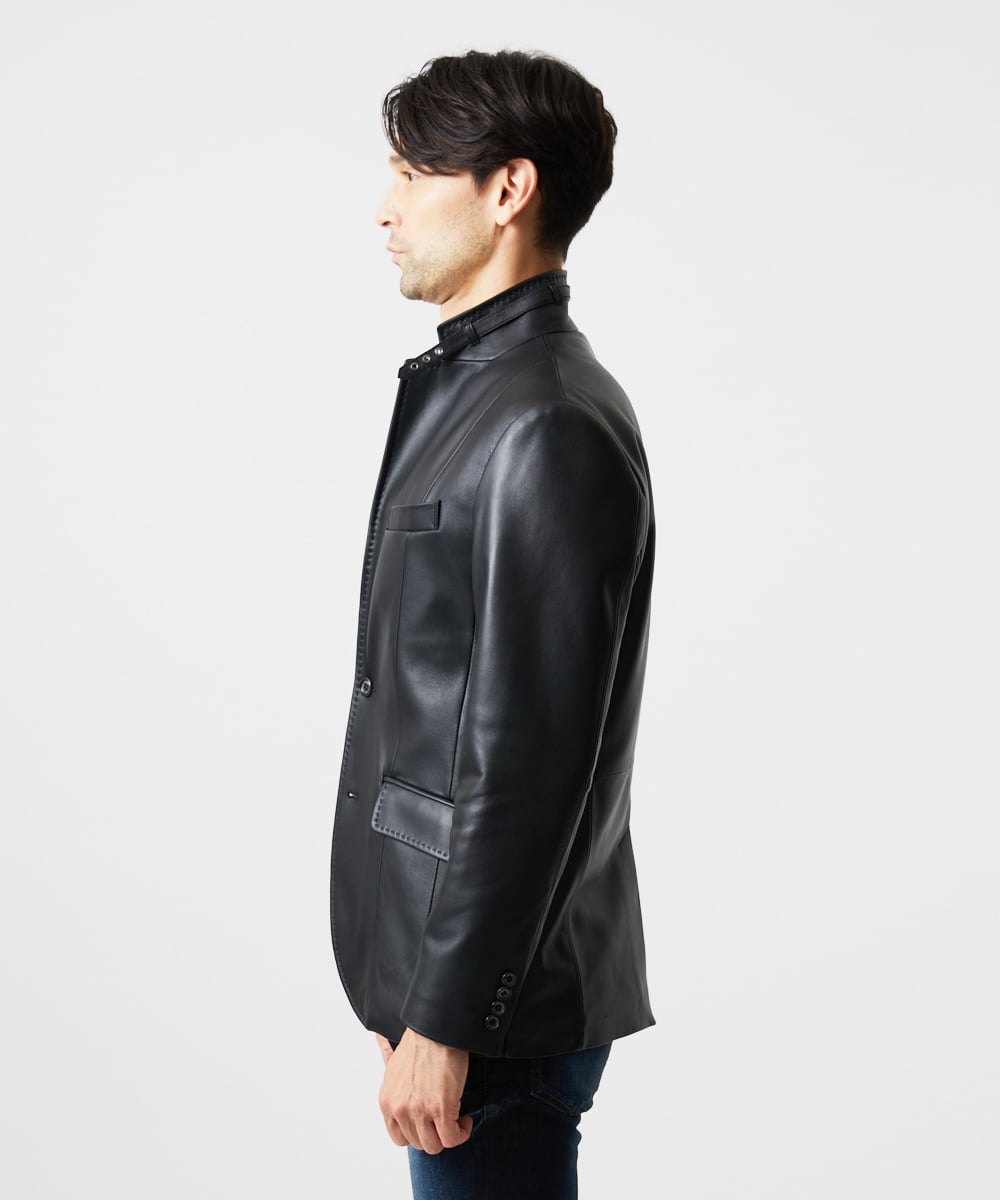 MNWVD50100 MICHEL KLEIN HOMME(ミッシェルクラン オム) ラムレザーコンバーチブルジャケット ブラック