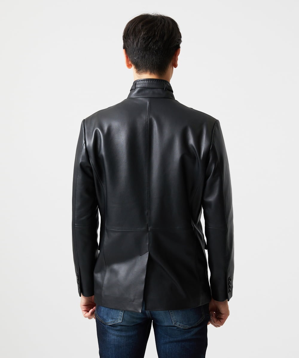 MNWVD50100 MICHEL KLEIN HOMME(ミッシェルクラン オム) ラムレザーコンバーチブルジャケット ブラック