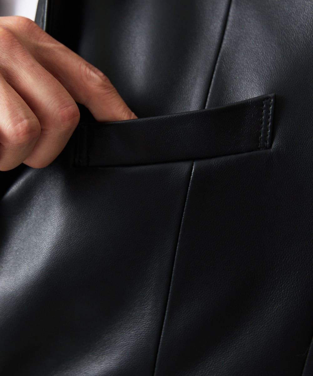 MNWVD50100 MICHEL KLEIN HOMME(ミッシェルクラン オム) ラムレザーコンバーチブルジャケット ブラック