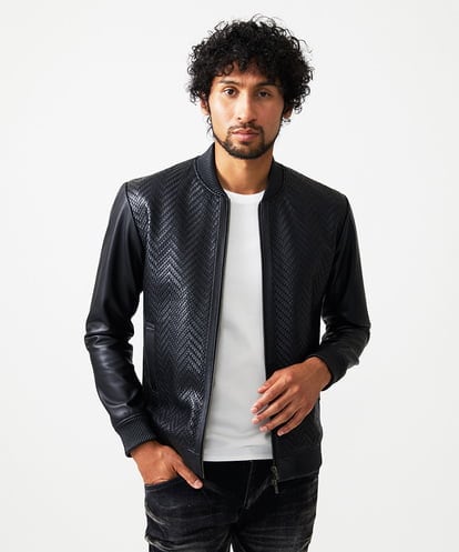 MNWVD51200 MICHEL KLEIN HOMME ラムレザーMA-1型ブルゾン