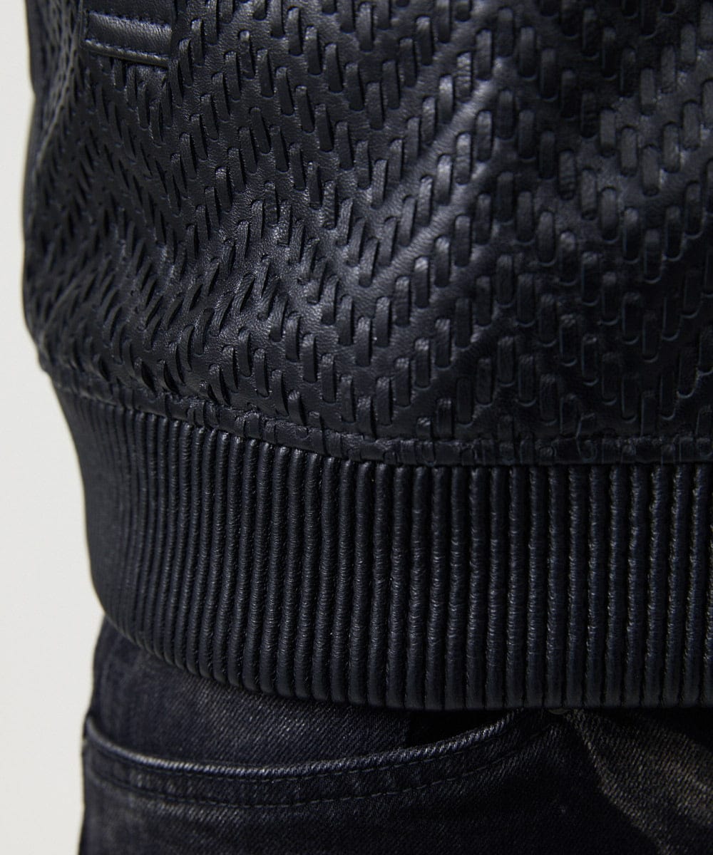MNWVD51200 MICHEL KLEIN HOMME(ミッシェルクラン オム) ラムレザーMA-1型ブルゾン ブラック