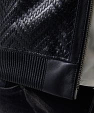 MNWVD51200 MICHEL KLEIN HOMME(ミッシェルクラン オム) ラムレザーMA-1型ブルゾン ブラック
