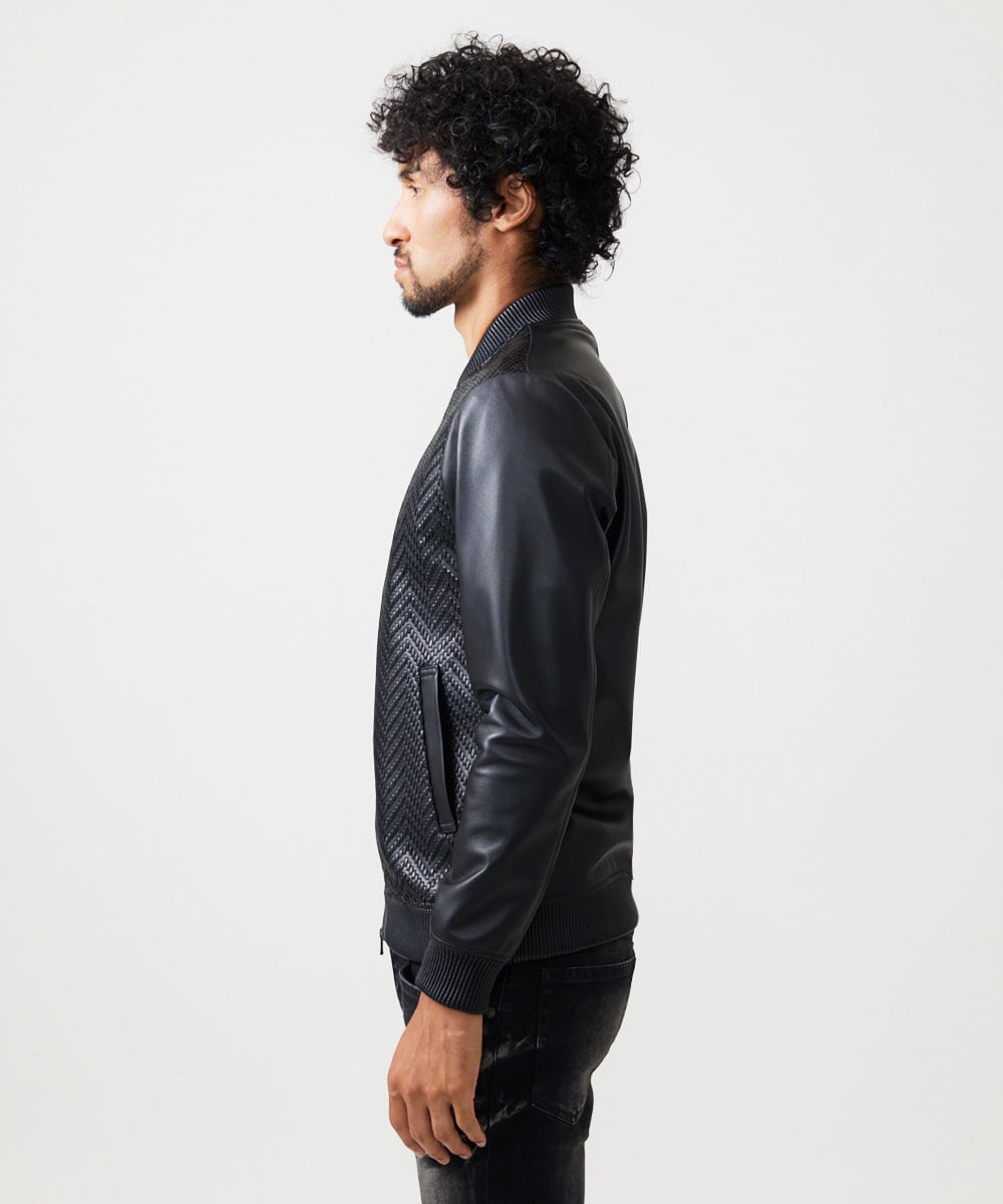 MNWVD51200 MICHEL KLEIN HOMME(ミッシェルクラン オム) ラムレザーMA-1型ブルゾン ブラック