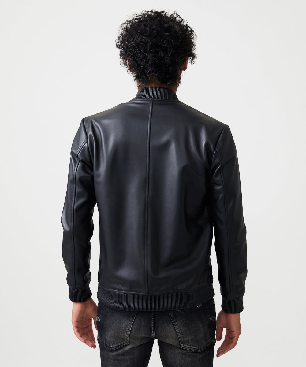 MNWVD51200 MICHEL KLEIN HOMME(ミッシェルクラン オム) ラムレザーMA-1型ブルゾン ブラック