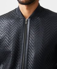 MNWVD51200 MICHEL KLEIN HOMME(ミッシェルクラン オム) ラムレザーMA-1型ブルゾン ブラック