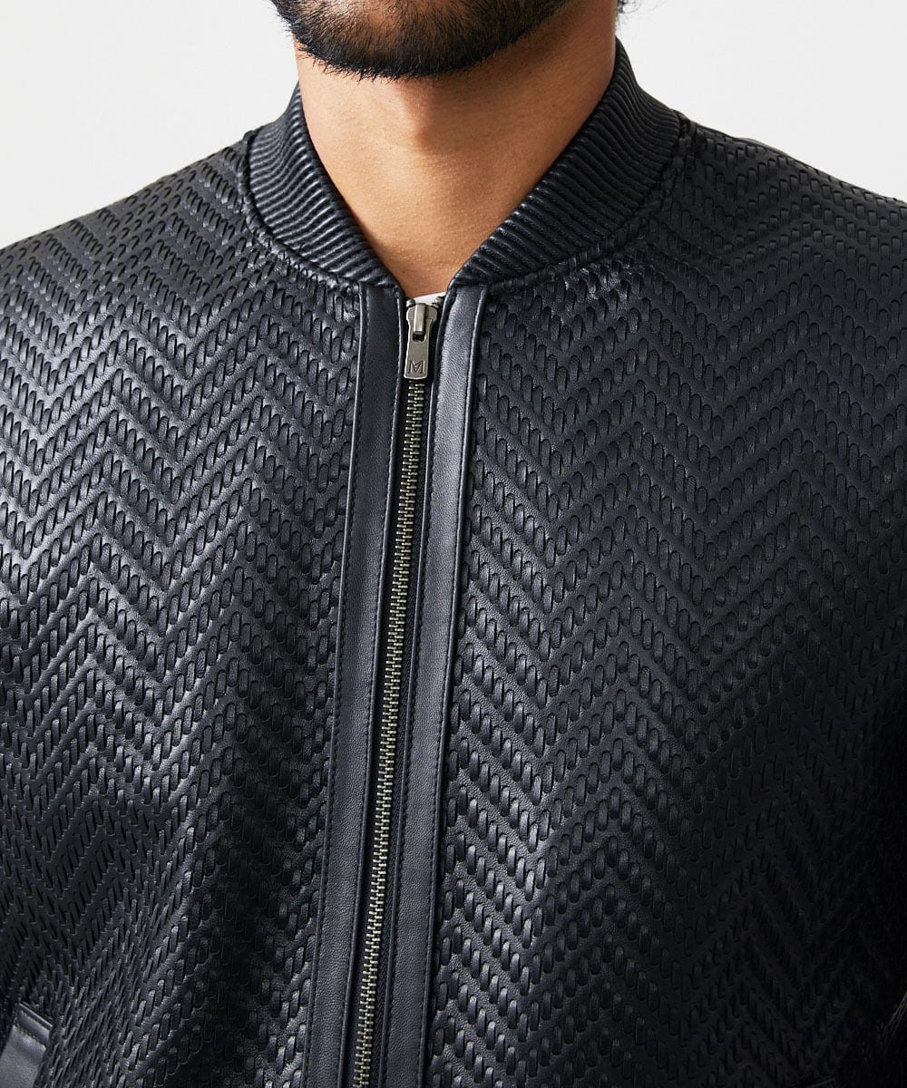MNWVD51200 MICHEL KLEIN HOMME(ミッシェルクラン オム) ラムレザーMA-1型ブルゾン ブラック