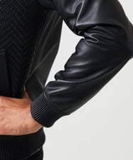 MNWVD51200 MICHEL KLEIN HOMME(ミッシェルクラン オム) ラムレザーMA-1型ブルゾン ブラック