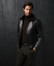 MNWVI01130 MICHEL KLEIN HOMME(ミッシェルクラン オム) レザーライダースブルゾン ブラック