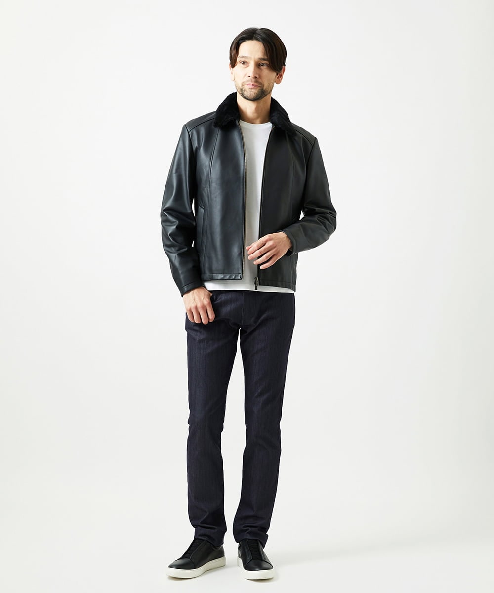 MNWVI01130 MICHEL KLEIN HOMME(ミッシェルクラン オム) レザーライダースブルゾン ブラック