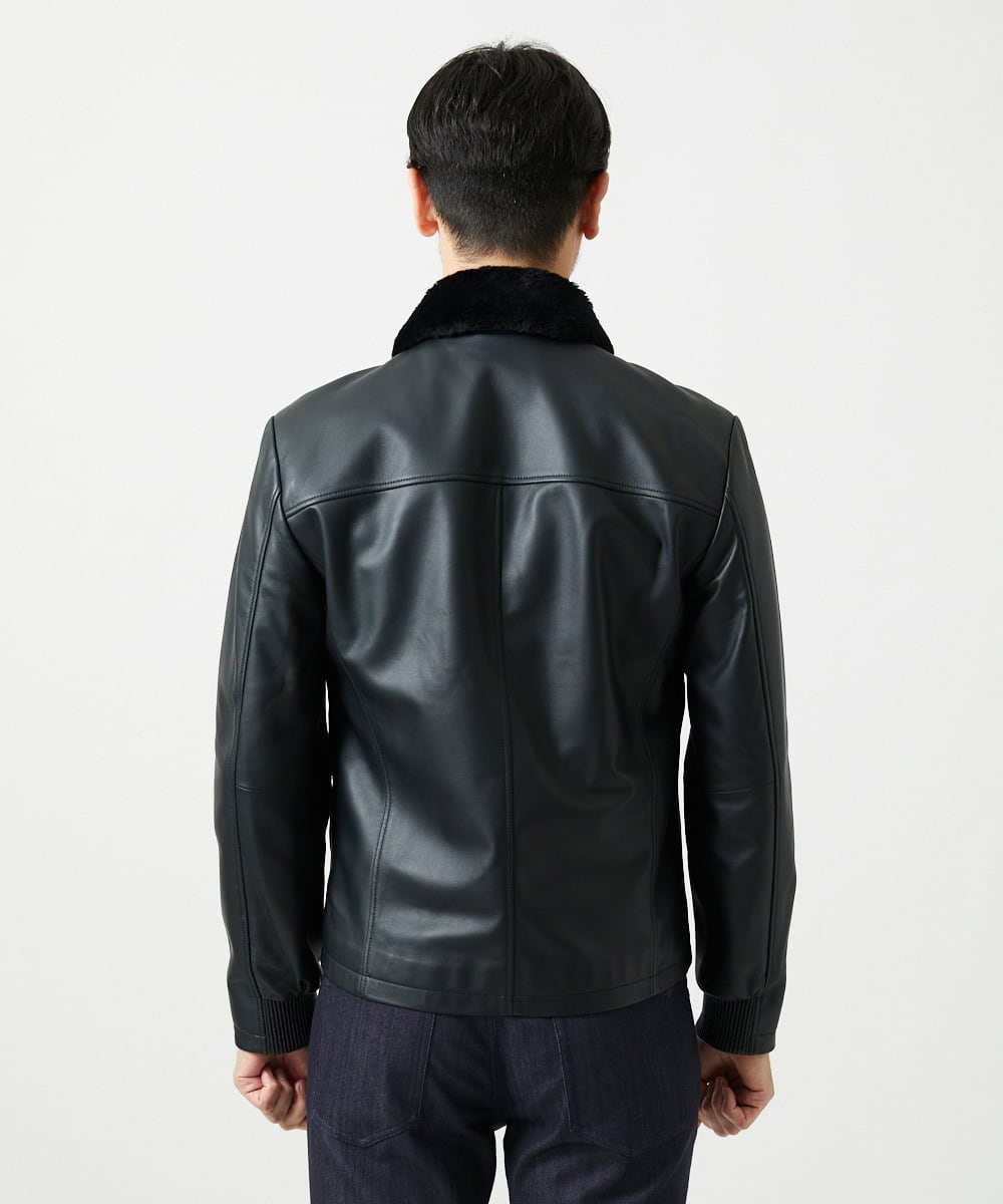 MNWVI01130 MICHEL KLEIN HOMME(ミッシェルクラン オム) レザーライダースブルゾン ブラック
