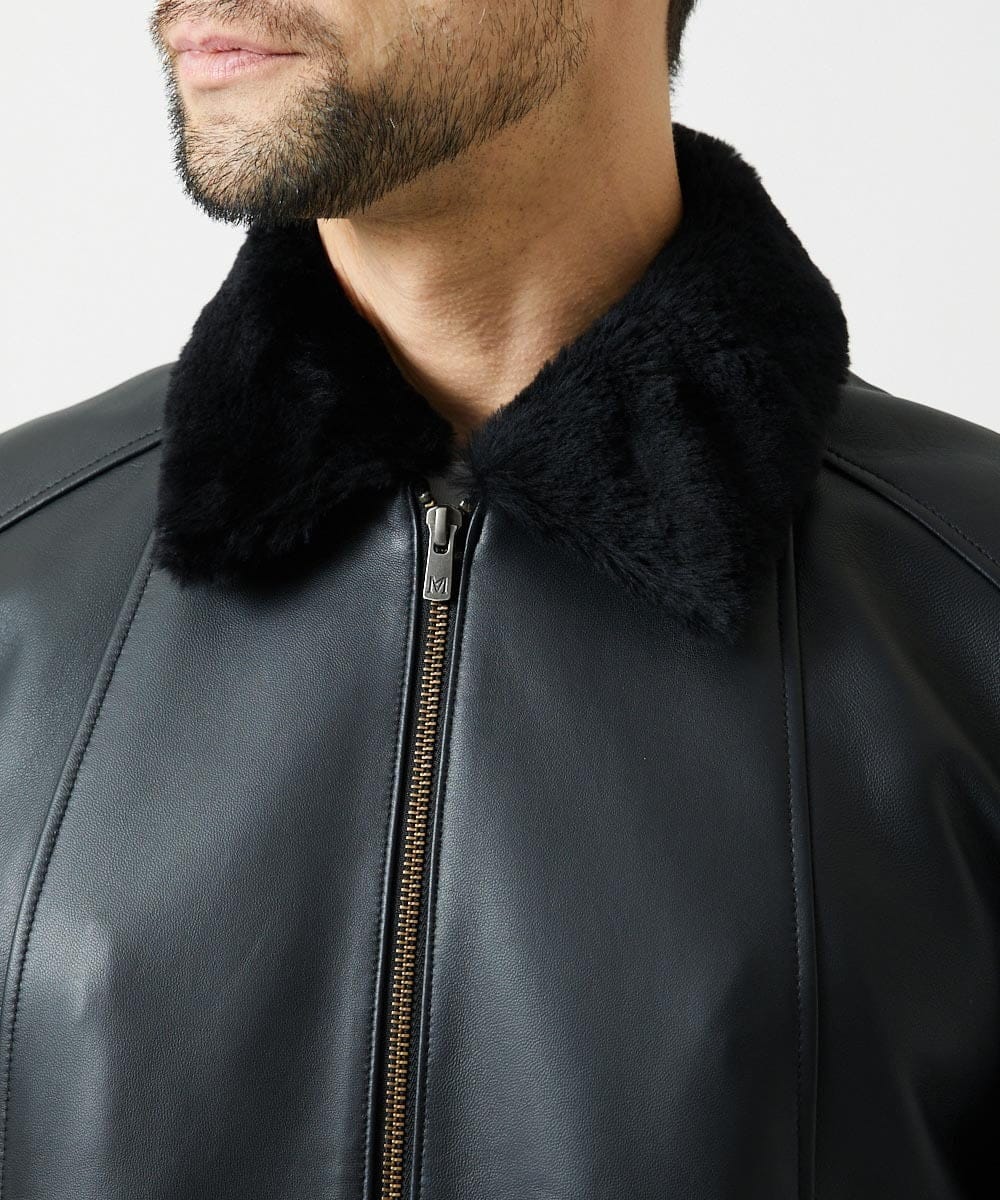 MNWVI01130 MICHEL KLEIN HOMME(ミッシェルクラン オム) レザーライダースブルゾン ブラック