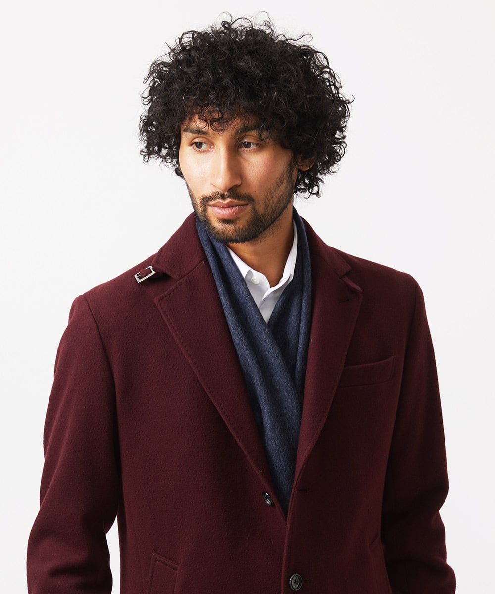 MO3AA50190 MICHEL KLEIN HOMME(ミッシェルクラン オム) リバーシブルカシミヤマフラー ネイビー