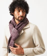 MO3AA51160 MICHEL KLEIN HOMME(ミッシェルクラン オム) グレンチェック柄ウールマフラー パープル
