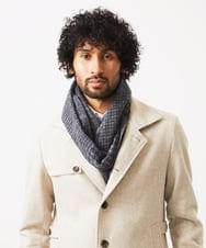 MO3AA51160 MICHEL KLEIN HOMME(ミッシェルクラン オム) グレンチェック柄ウールマフラー ダークグレー