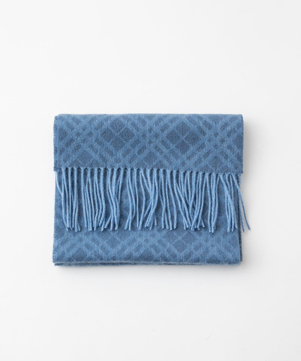 MO3AF50200 MICHEL KLEIN HOMME(ミッシェルクラン オム) バイアスチェック柄カシミヤマフラー ブルー