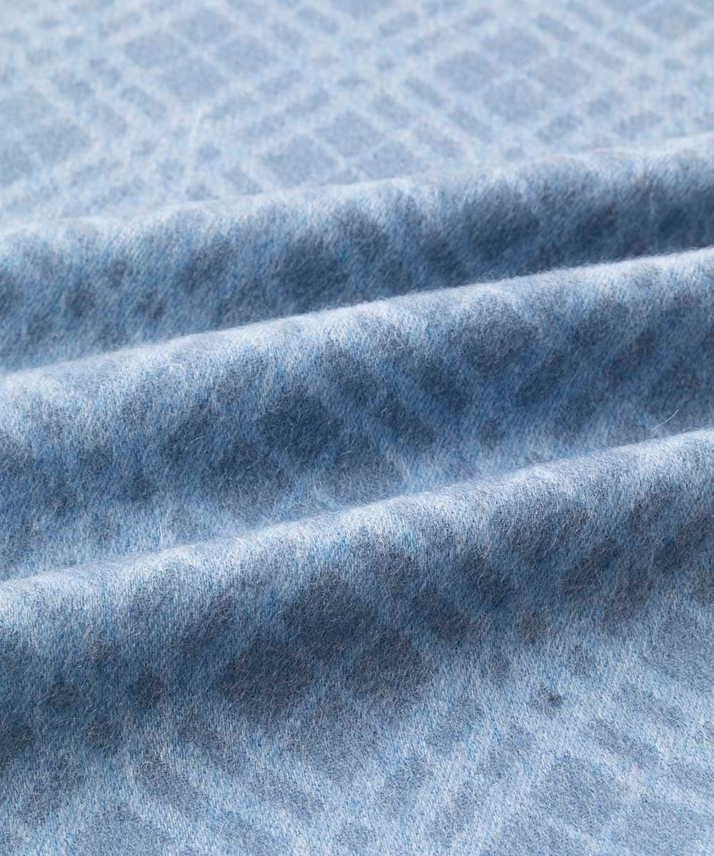 MO3AF50200 MICHEL KLEIN HOMME(ミッシェルクラン オム) バイアスチェック柄カシミヤマフラー ブルー