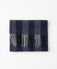 MO3AF51200 MICHEL KLEIN HOMME(ミッシェルクラン オム) ストライプ柄カシミヤマフラー ネイビー