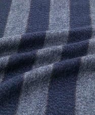 MO3AF51200 MICHEL KLEIN HOMME(ミッシェルクラン オム) ストライプ柄カシミヤマフラー ネイビー