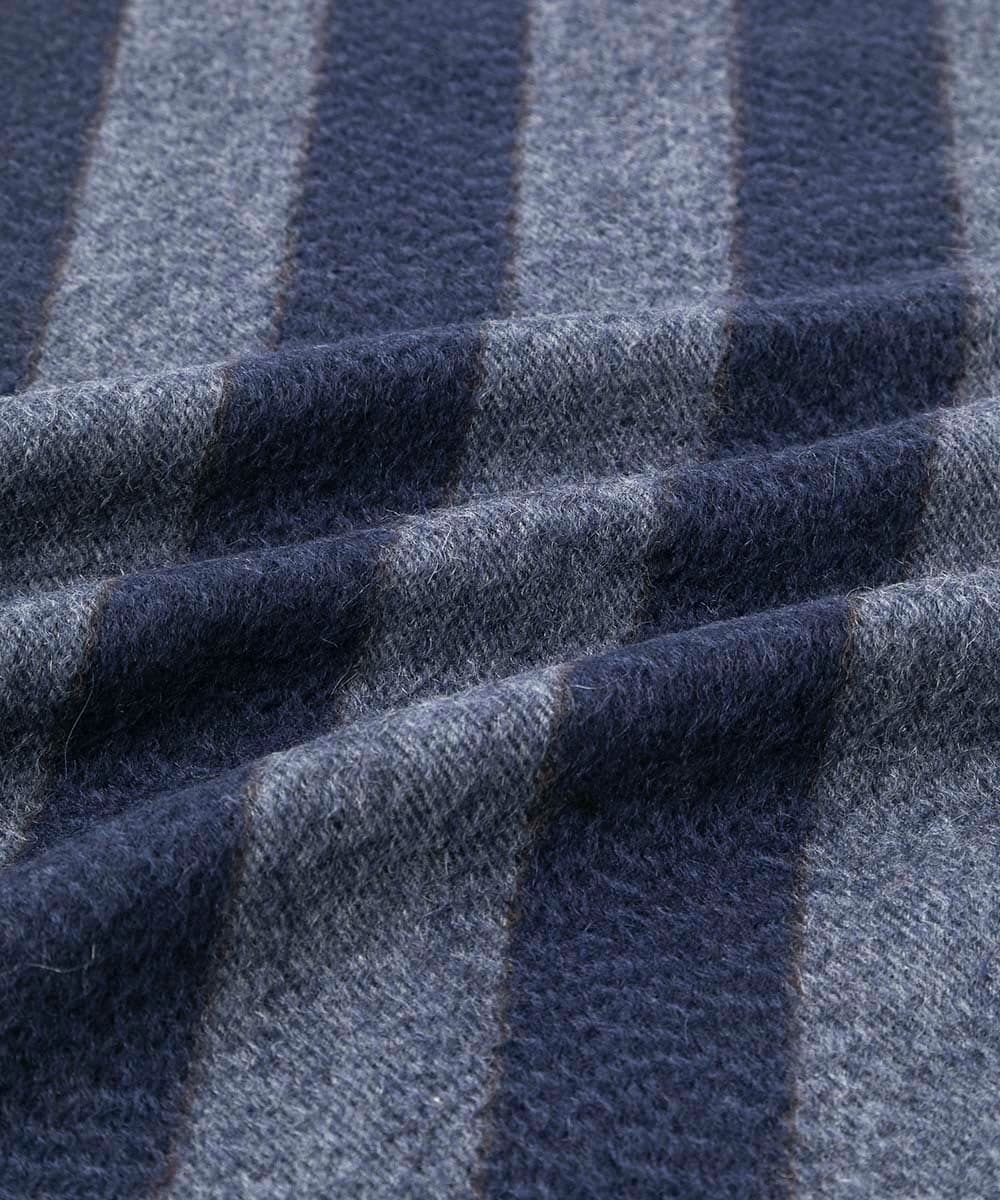 MO3AF51200 MICHEL KLEIN HOMME(ミッシェルクラン オム) ストライプ柄カシミヤマフラー ネイビー