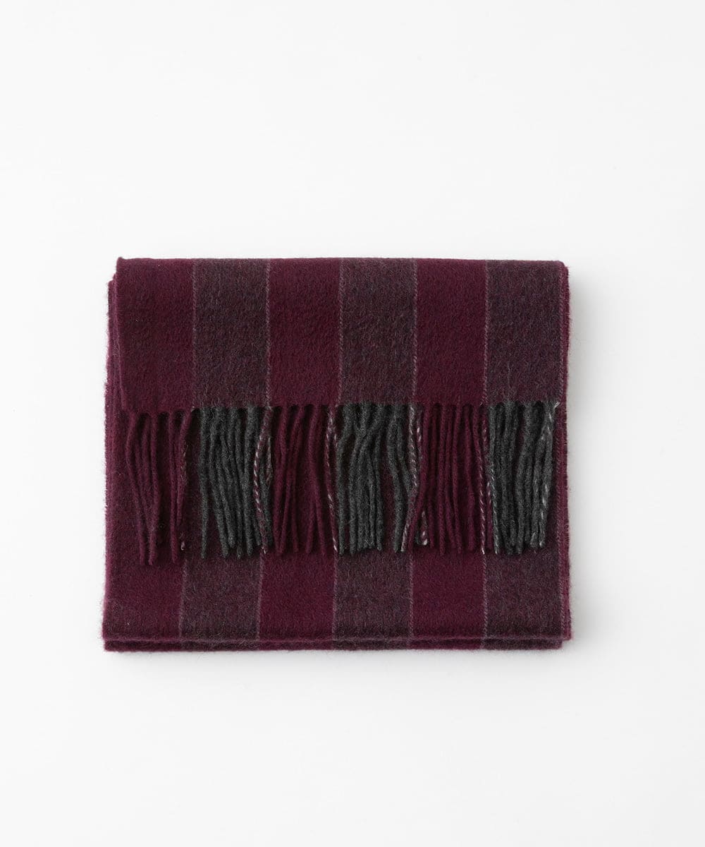 MO3AF51200 MICHEL KLEIN HOMME(ミッシェルクラン オム) ストライプ柄カシミヤマフラー パープル