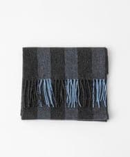 MO3AF51200 MICHEL KLEIN HOMME(ミッシェルクラン オム) ストライプ柄カシミヤマフラー ダークグレー