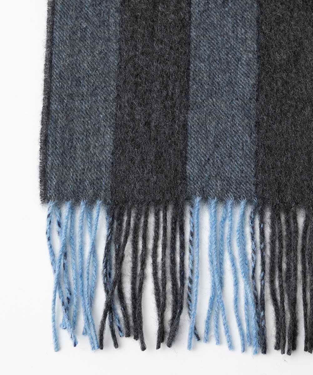 MO3AF51200 MICHEL KLEIN HOMME(ミッシェルクラン オム) ストライプ柄カシミヤマフラー ダークグレー