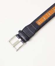 MO4GF50160 MICHEL KLEIN HOMME(ミッシェルクラン オム) クロコパッチ　ワイドピンベルト ネイビー
