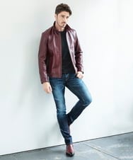 MO6AC51400 MICHEL KLEIN HOMME(ミッシェルクラン オム) 《日本製》エンボス加工レザーブーツ パープル