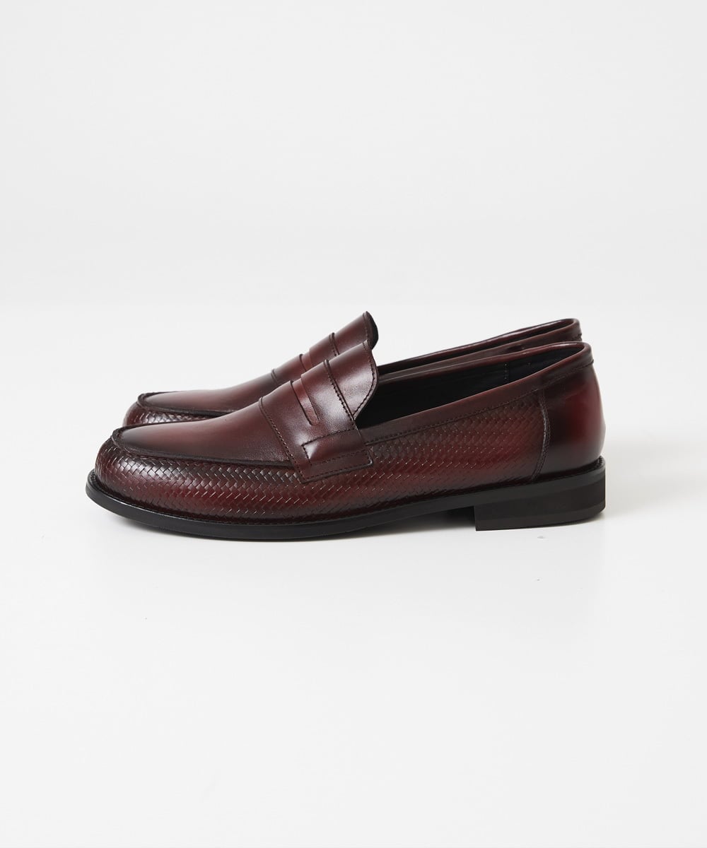 MO6AD50360 MICHEL KLEIN HOMME(ミッシェルクラン オム) カーボンクロス綾織柄ローファー パープル