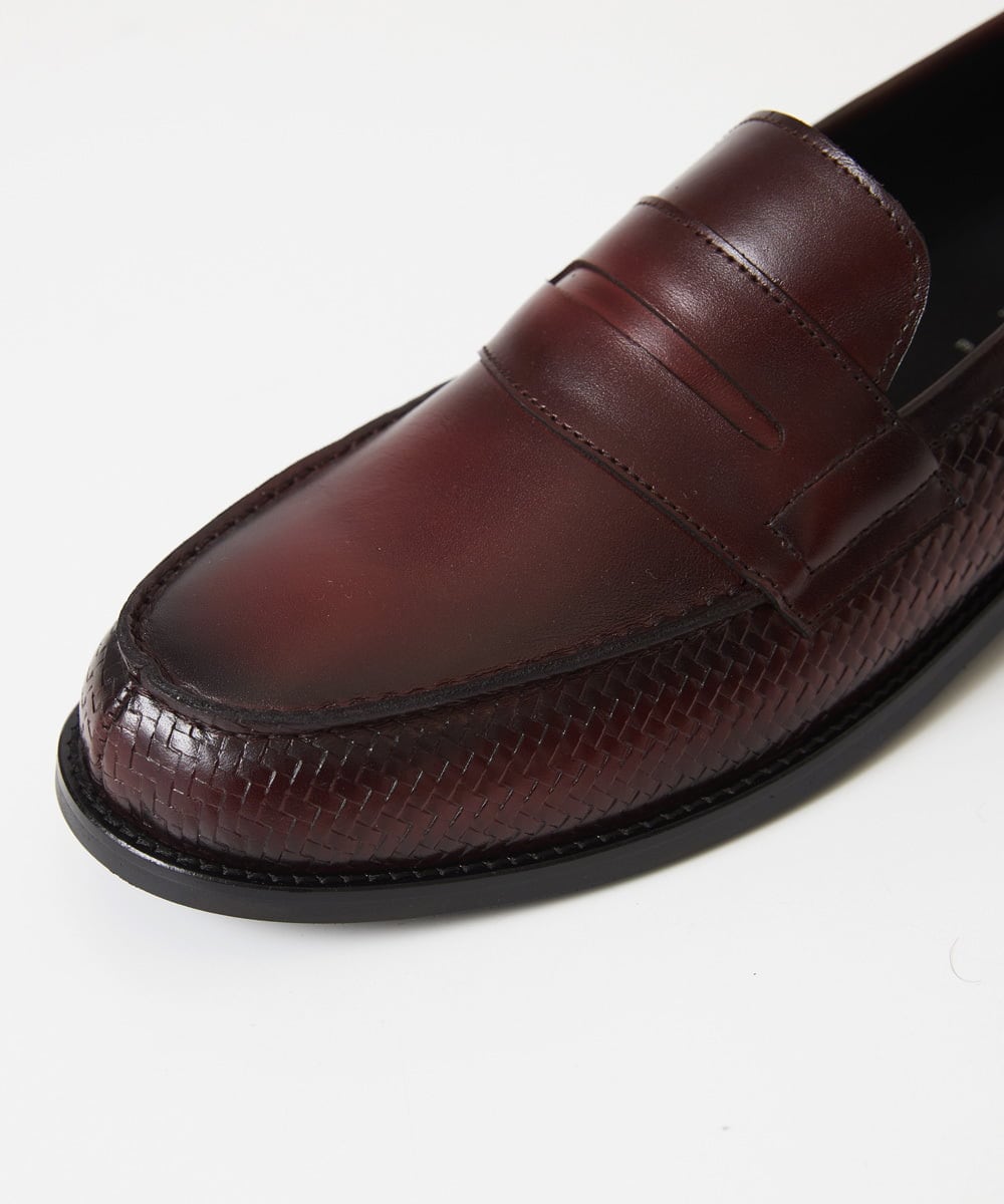 MO6AD50360 MICHEL KLEIN HOMME(ミッシェルクラン オム) カーボンクロス綾織柄ローファー パープル