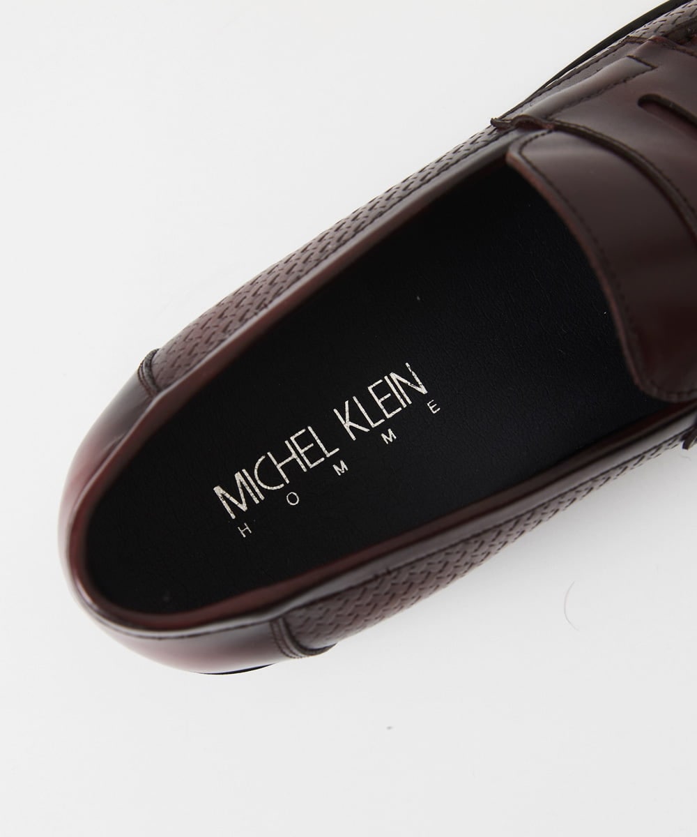 MO6AD50360 MICHEL KLEIN HOMME(ミッシェルクラン オム) カーボンクロス綾織柄ローファー パープル