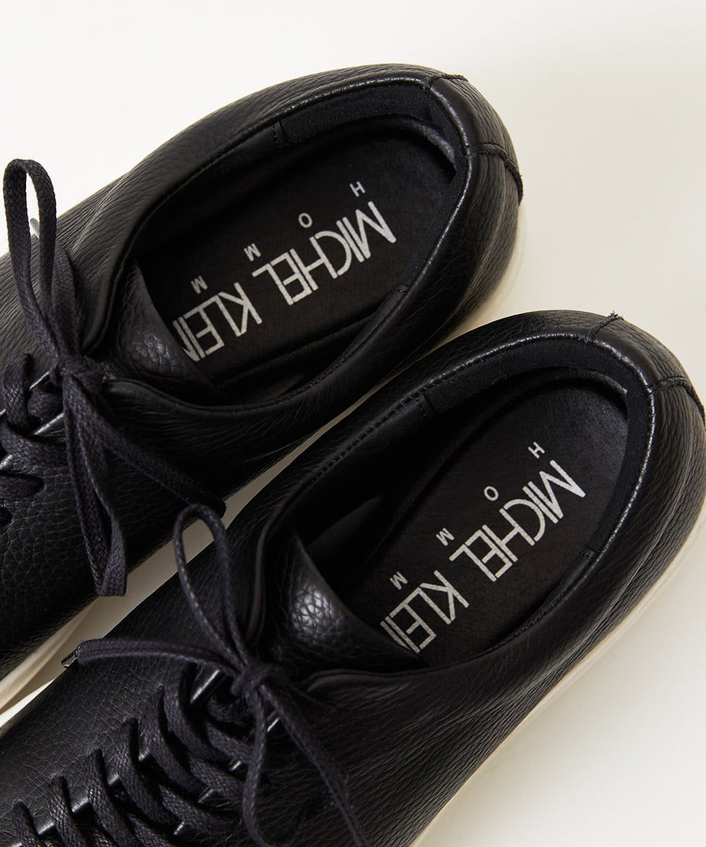 MO6AD51360 MICHEL KLEIN HOMME(ミッシェルクラン オム) シボ革スニーカー ブラック