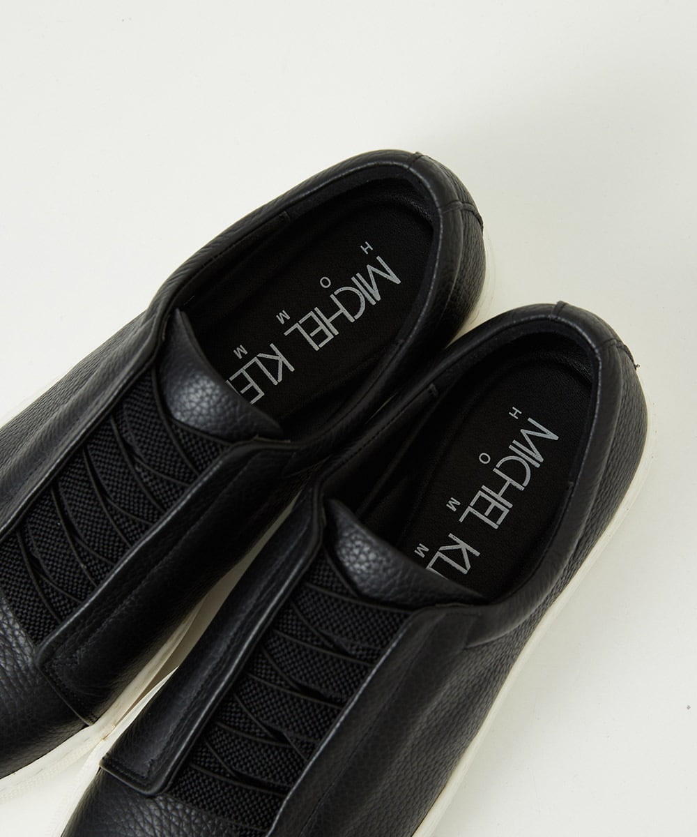 MO6GF50360 MICHEL KLEIN HOMME(ミッシェルクラン オム) スリッポン　レザースニーカー ブラック
