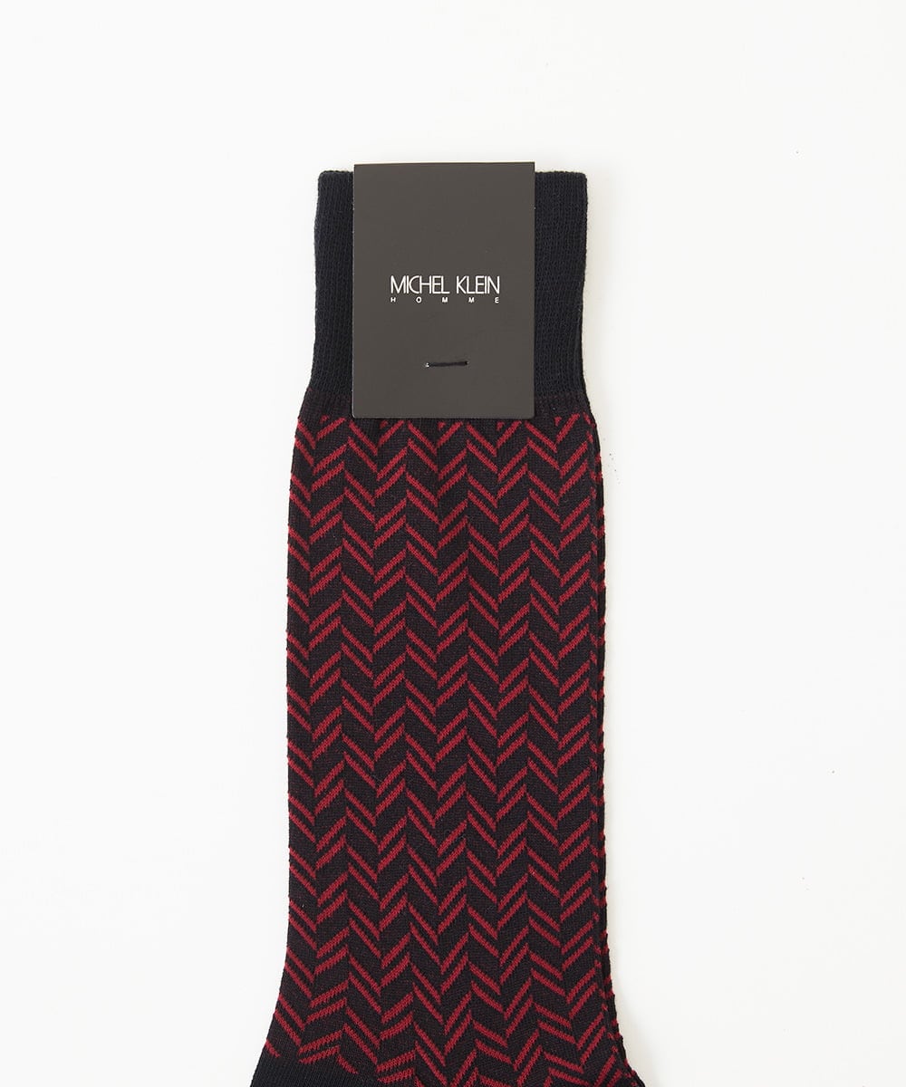 MO8TC50029 MICHEL KLEIN HOMME(ミッシェルクラン オム) シェブロン柄クルーソックス パープル