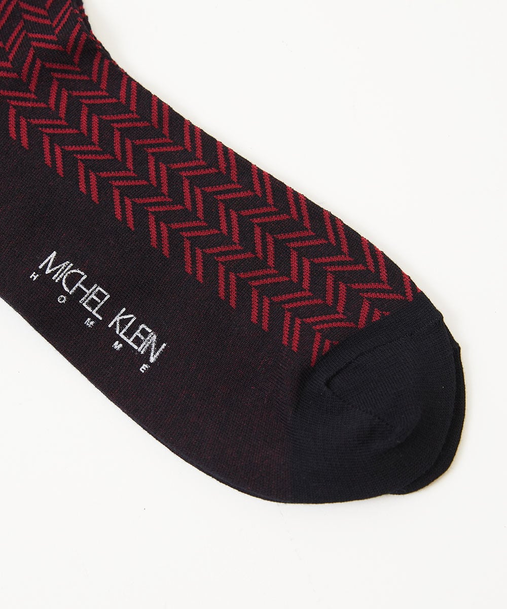 MO8TC50029 MICHEL KLEIN HOMME(ミッシェルクラン オム) シェブロン柄クルーソックス パープル