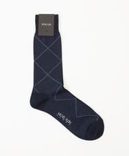 MO8TC51029 MICHEL KLEIN HOMME(ミッシェルクラン オム) ウィンドーペン柄クルーソックス ネイビー