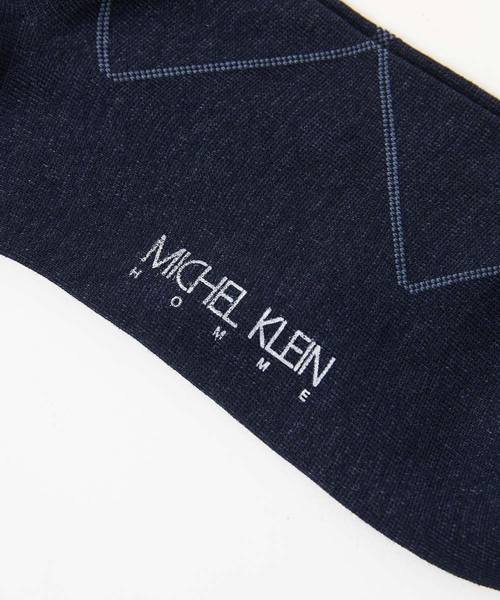 MO8TC51029 MICHEL KLEIN HOMME(ミッシェルクラン オム) ウィンドーペン柄クルーソックス ネイビー