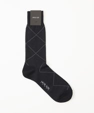 MO8TC51029 MICHEL KLEIN HOMME(ミッシェルクラン オム) ウィンドーペン柄クルーソックス ブラック