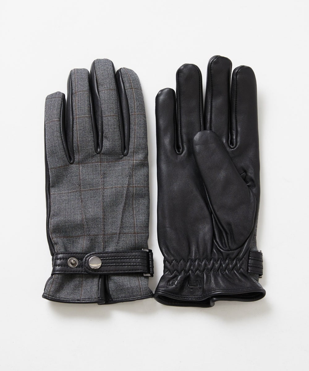 MOTAF51160 MICHEL KLEIN HOMME(ミッシェルクラン オム) グレンチェック ドレスグローブ ライトグレー