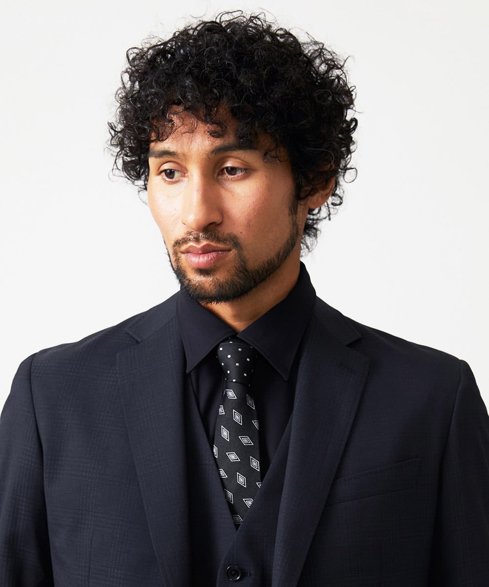 MOYTF51110 MICHEL KLEIN HOMME(ミッシェルクラン オム) ダイヤ柄ネクタイ ブラック
