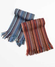 MS3AT08065 MK MICHEL KLEIN HOMME(MKミッシェルクランオム) ストライプマフラー ブルー