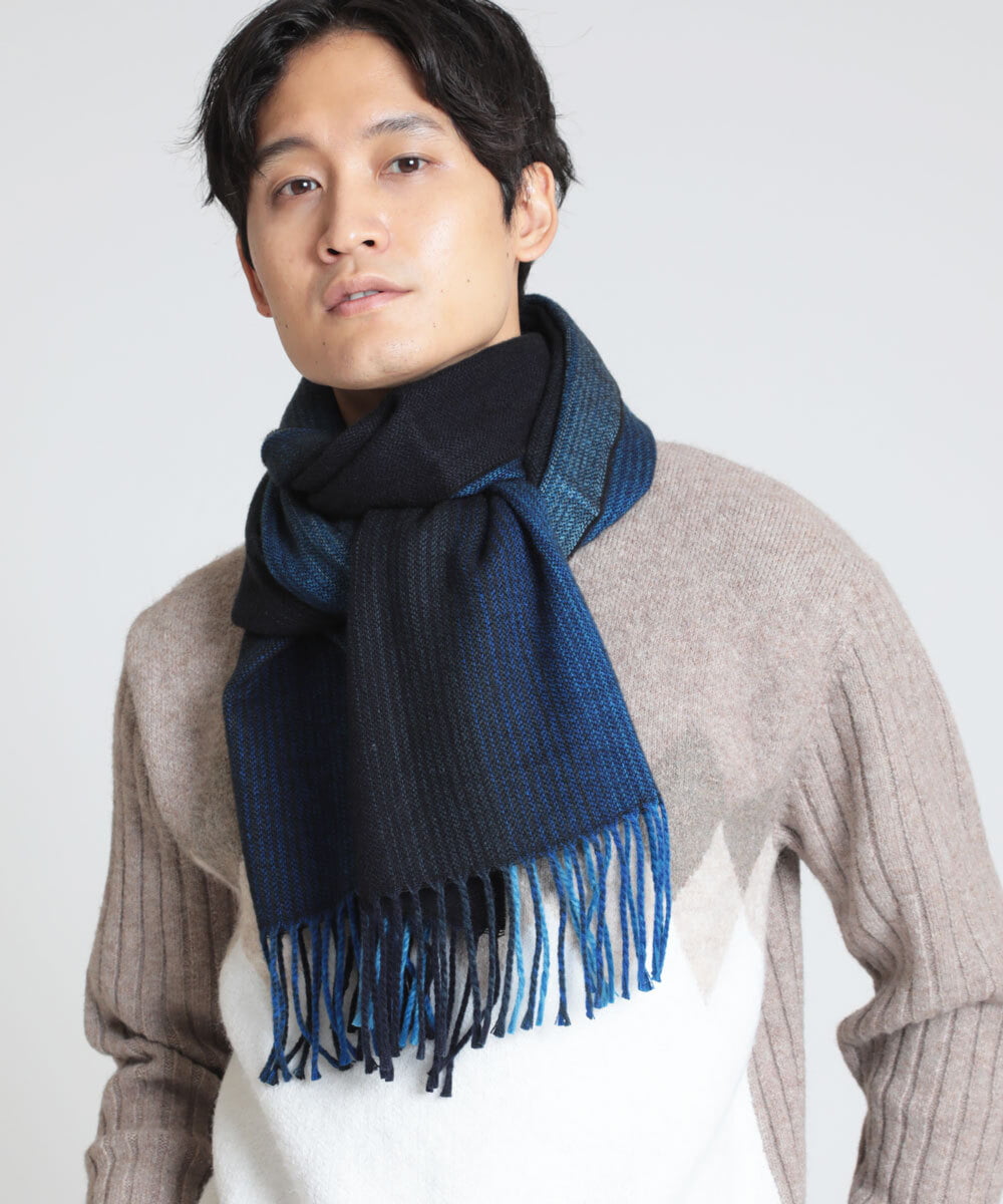 MS3AW24075 MK MICHEL KLEIN HOMME(MKミッシェルクランオム) グラデーションマフラー ブルー(55)