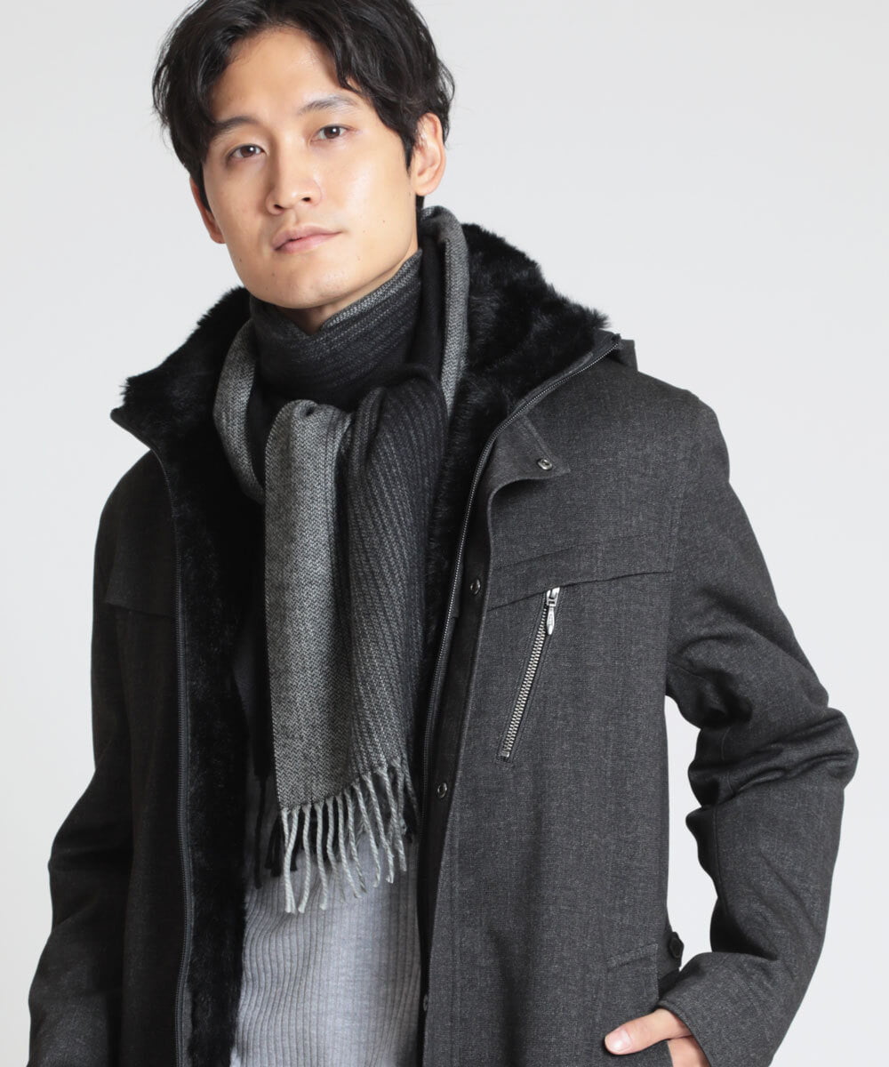 MS3AW24075 MK MICHEL KLEIN HOMME(MKミッシェルクランオム) グラデーションマフラー ブラック(94)