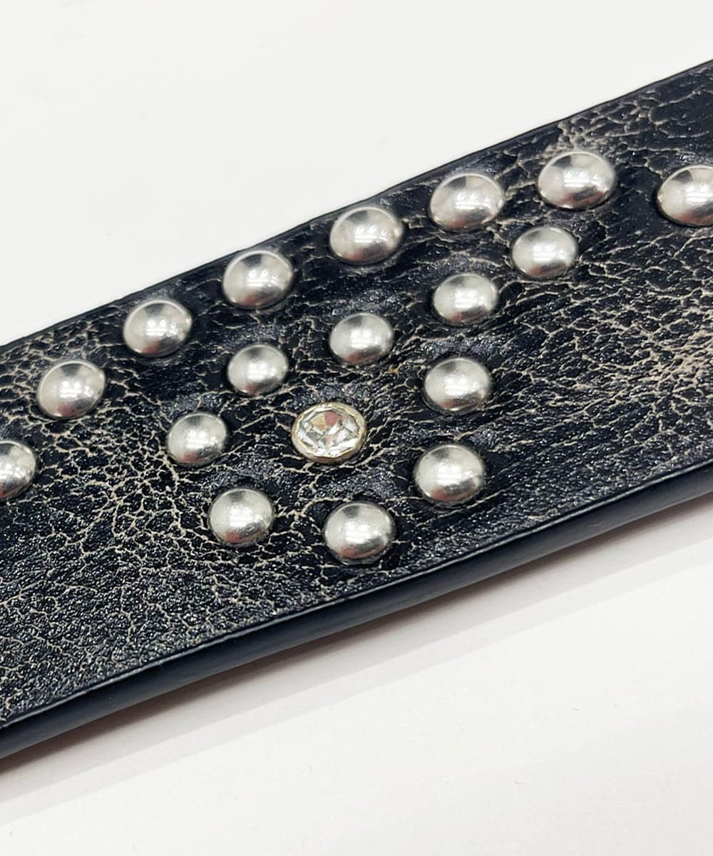 MS4AE03095 MK MICHEL KLEIN HOMME(MKミッシェルクランオム) クラックヴィンテージ スタッズベルト グレー